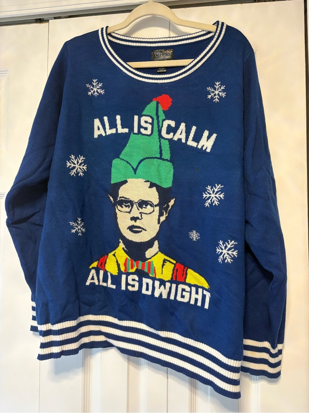 Blue 'All Is Dwight' Holiday Sweater